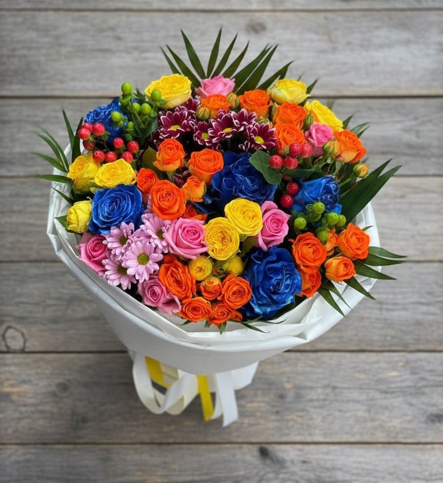 Букет цветов из: Розы и Хризантемы в Горнозаводском