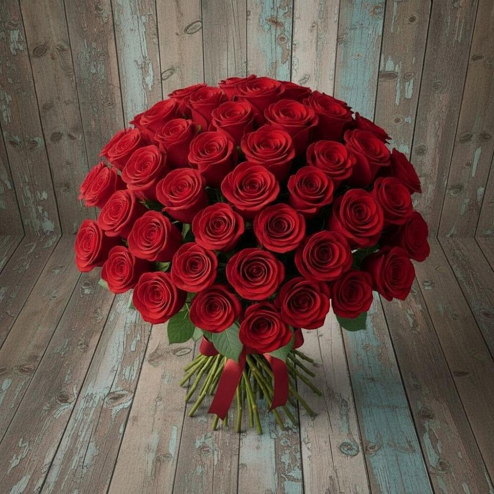 Букет 55 Красных роз Фридом в Горнозаводском