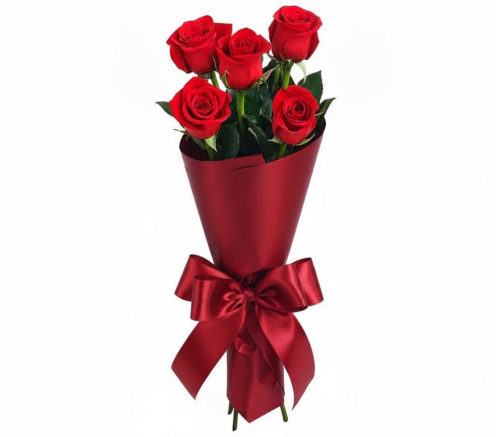 Букет 5 Красных роз Эдлесс Лав в Горнозаводском