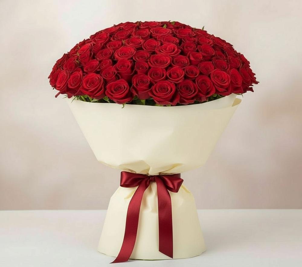 Букет 101 Красная роза Милано в Горнозаводском