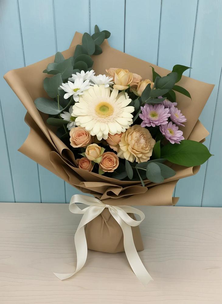 Букет цветов из: Герберы и Хризантемы в Горнозаводском