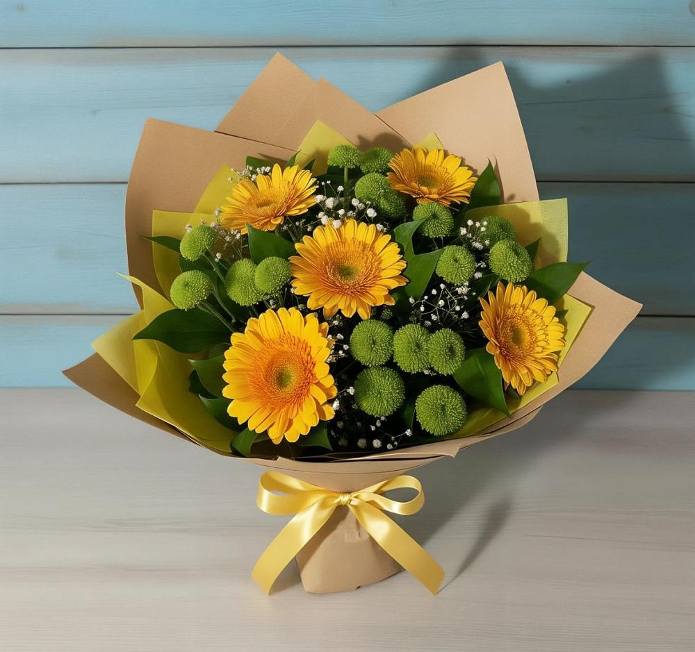 Букет цветов из: Герберы и Хризантемы в Горнозаводском