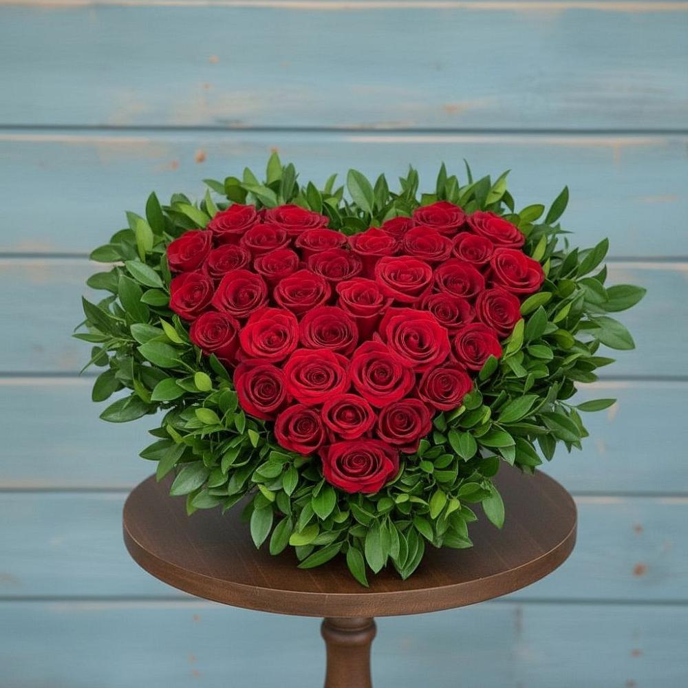 Цветочная композиция из Розы в виде сердца в Горнозаводском