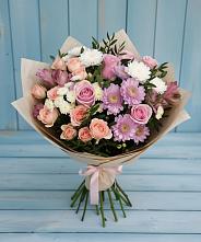Букет цветов из:  Хризантемы, Розы и Альстромерии #REPLACE_PRED# Горнозаводском
