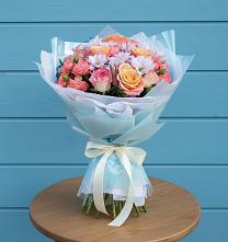 Букет цветов из:  Хризантемы и Розы в Горнозаводском